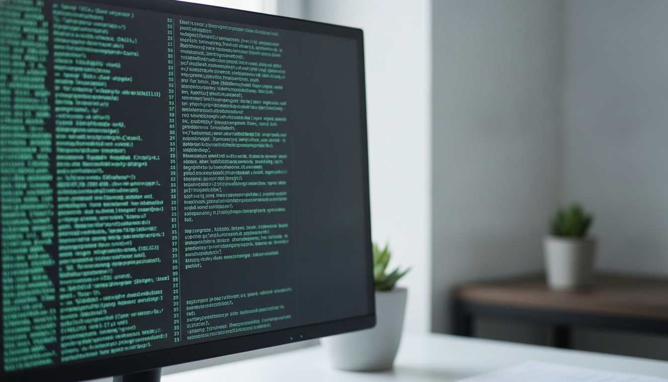 Tela de computador escura exibindo linhas de texto verde características de um terminal.